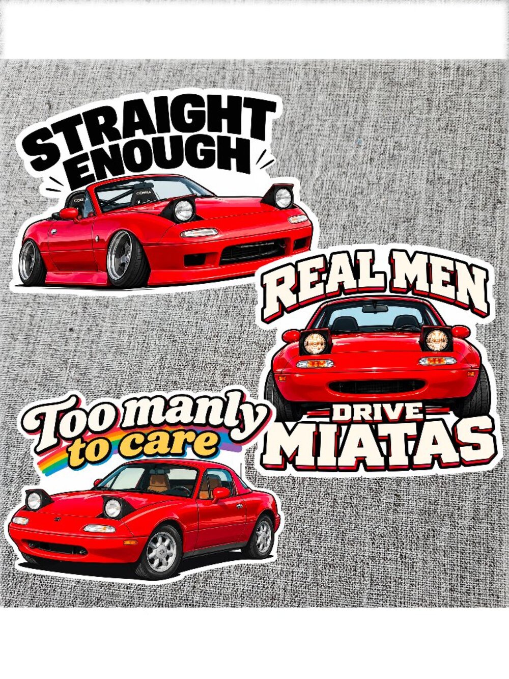 3 pc MAZDA MIATA MX-5 NA Vinyl Sticker Decal Funny Pride JDM